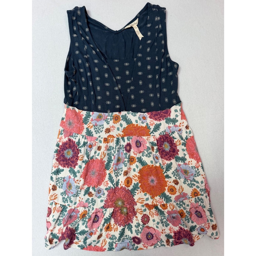 Matilda Jane Women Blue Floral Tiered Sleeveless Modal Top 30652T Size S